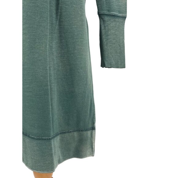 RARE Free People Green Casual Boho Oversized Plunging V-Neck Hooded Tunic Top - Picture 10 of 16